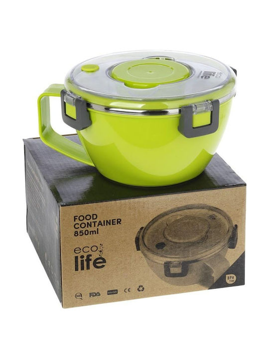 Ecolife Inox Thermo Lunch Box Double Wall Round Green 850ml