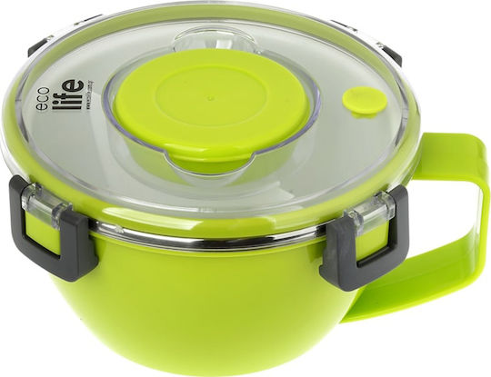 Ecolife Recipient Rotund Dublu Termos Inox Verde Cu Compartimente 850ml