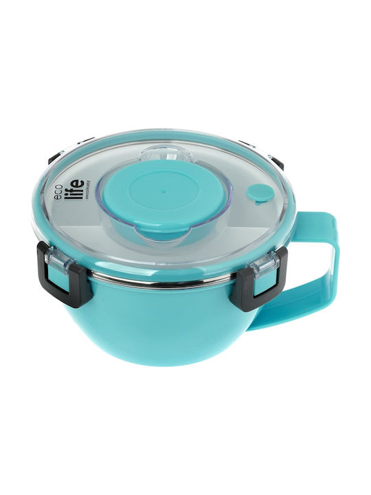 Ecolife Inox Thermo Lunch Box Double Wall Round Blue 850ml