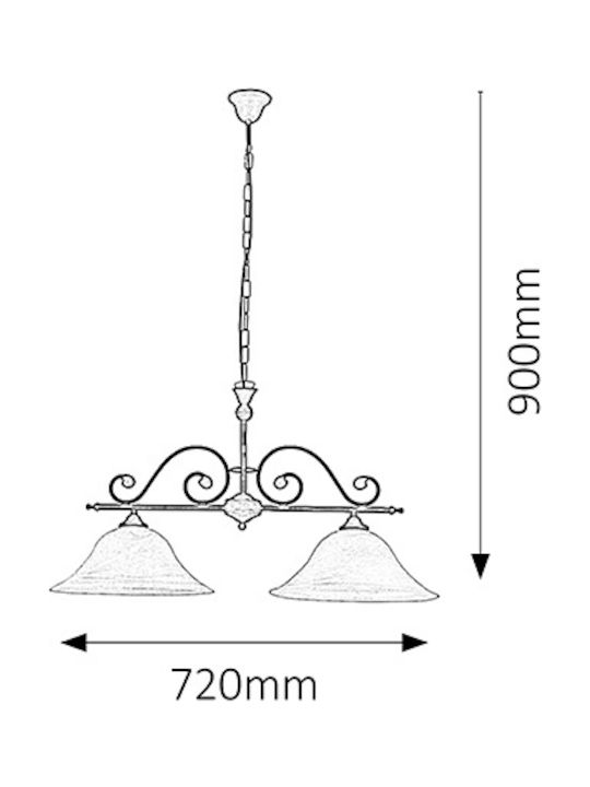 Rabalux Vintage Κρεμαστό Φωτιστικό Δίφωτο με Ντουί E27 σε Μαύρο Χρώμα