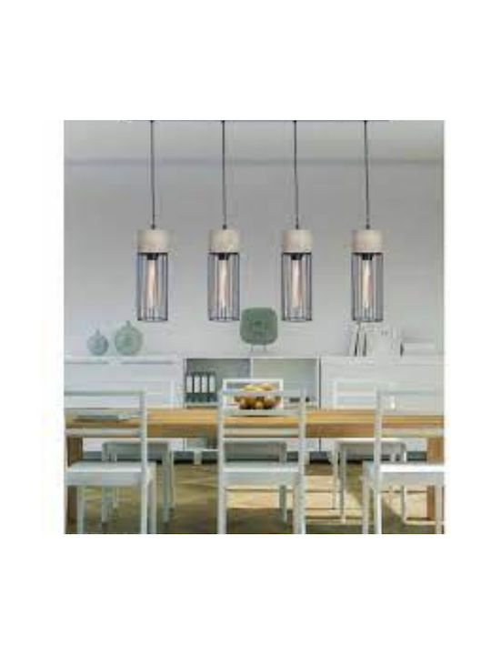 Zambelis Lights Pendant Light Gray Grid with Socket E27 12x36cm