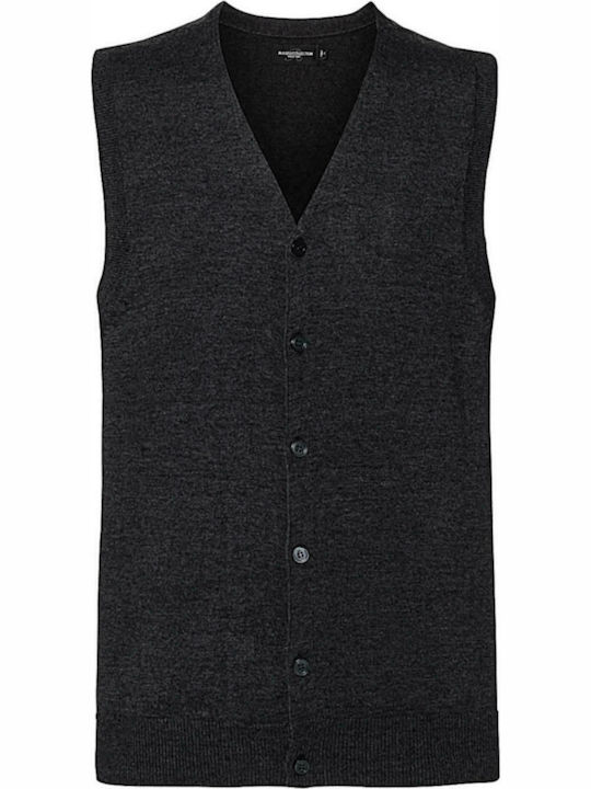 Russell Europe Men's Sleeveless Promotional Cardigan Gray