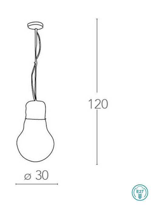 Fan Europe Lampadina Κρεμαστό Φωτιστικό Μοντέρνο Μονόφωτο Γκρι