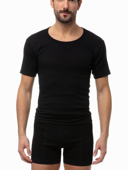 Men's Undershirt Short-sleeved in Black Color