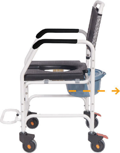 Mobiak Asper Wheelchair Bathroom Wheelchair with Simple Back Wheelchair Bathroom Wheelchair with Container 43cm White