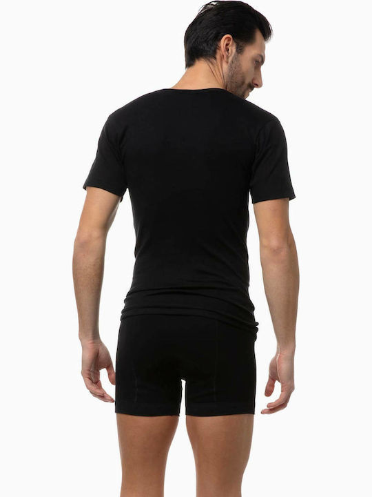 90-17002 Men's Undershirts Short-sleeved in Black Color 2Pack