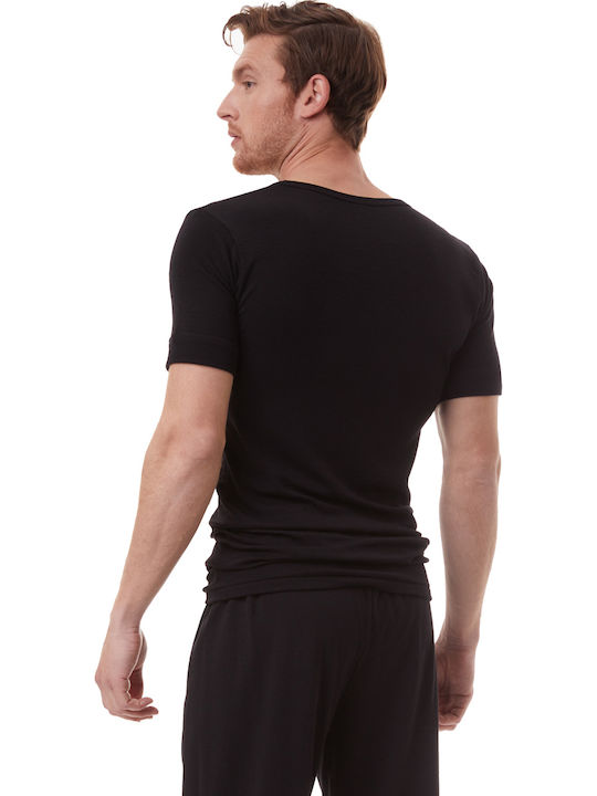 Men's Undershirt Short-sleeved in Black Color