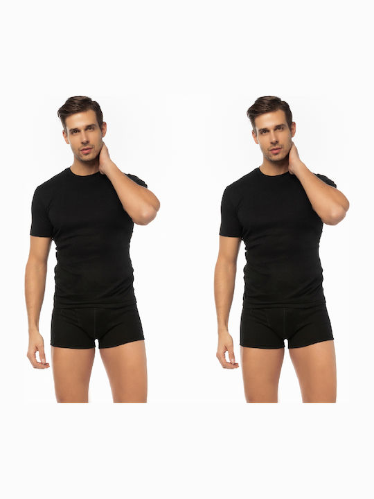Men's Undershirts Short-sleeved in Black Color 2Pack