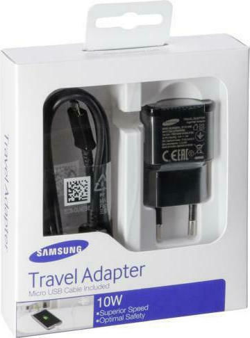 Samsung Φορτιστής με Θύρα USB-A και Καλώδιο micro USB 10W Μαύρος (EP-TA12)