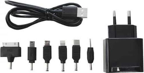 Approx Ladegerät ohne Kabel mit 2 USB-A Anschlüsse Schwarzs (APPUSBWALL21B & 6 tips)
