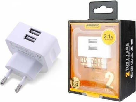 Remax Φορτιστής Χωρίς Καλώδιο με 2 Θύρες USB-A Λευκός (RMT7188)