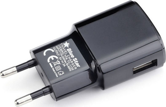 Blue Star Φορτιστής με Ενσωματωμένο Καλώδιο USB-C Μαύρος (5901737182999)