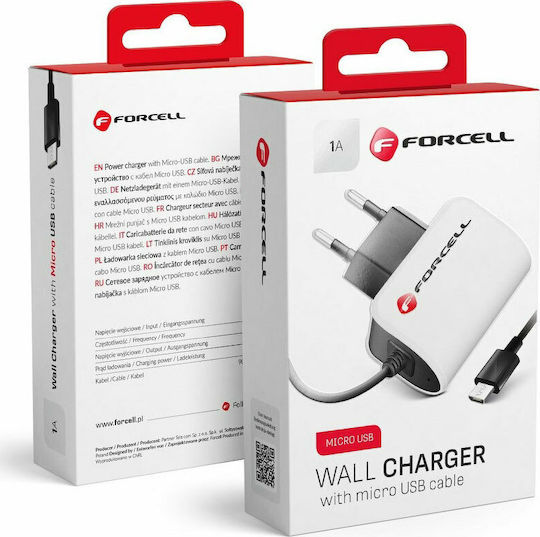 Forcell с USB-A порт и кабел micro USB Бял (5901737416766)