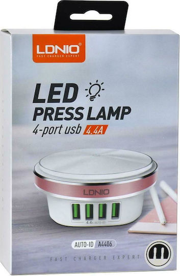 Ldnio с 4 USB-A порта Розов (A4406)