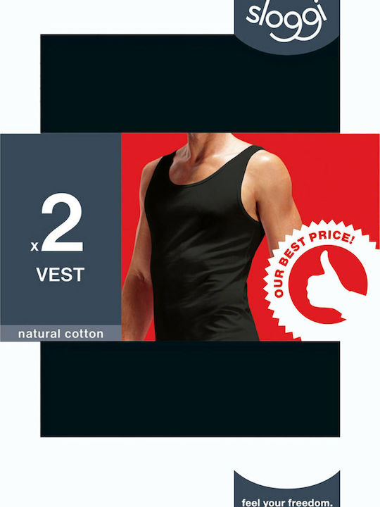 24/7 Sh02 Men's Undershirts Sleeveless in Black Color 2Pack