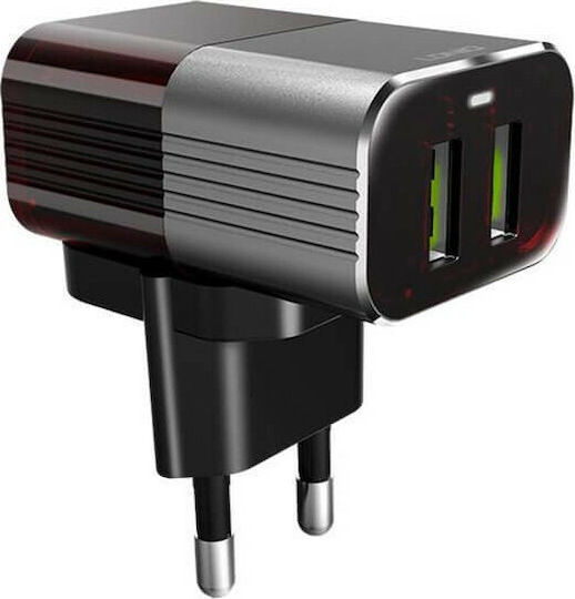 Ldnio Charger Without Cable with 2 USB-A Ports Blacks (A2206)