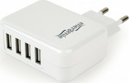 Energenie Charger Without Cable with 4 USB-A Ports 15W Whites (EG-U4AC-02)