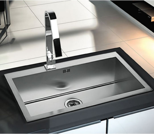 Fortinox Squadro 29075 Ένθετος Νεροχύτης Inox Σατινέ Μ76xΠ50.5cm Ασημί
