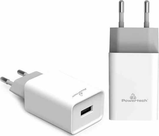 Powertech Powertech Handyladegerät Ohne Kabel mit USB-A Ausgangsanschluss 20W Schnellaufladung 3.0 Weiß (PT-780)