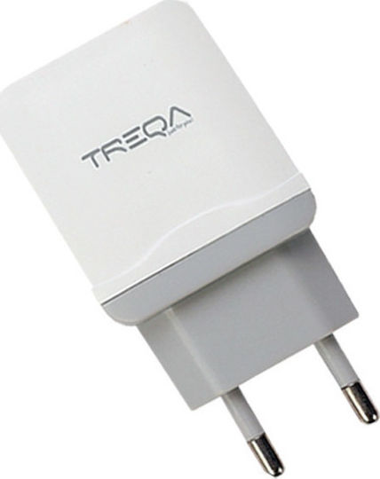 Treqa Ladegerät ohne Kabel mit 2 USB-A Anschlüsse Weißs (CS-221)