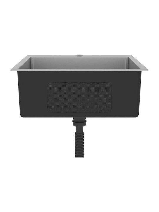 vidaXL Drop-In Мивка Inox Четкан Ш53xД50см Сребрист
