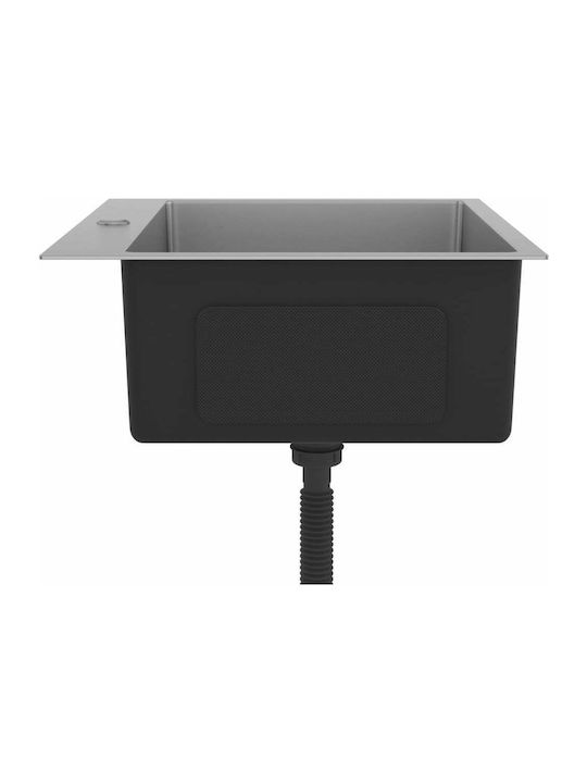 vidaXL Drop-In Мивка Inox Четкан Ш53xД50см Сребрист