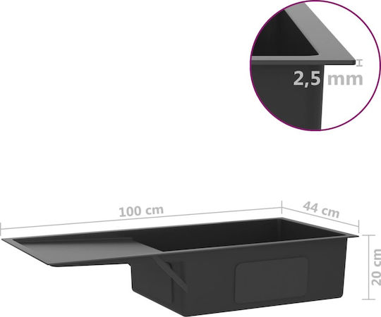 vidaXL Drop-In Küchenspüle aus Flüssiger Granit M100xB44cm Schwarze
