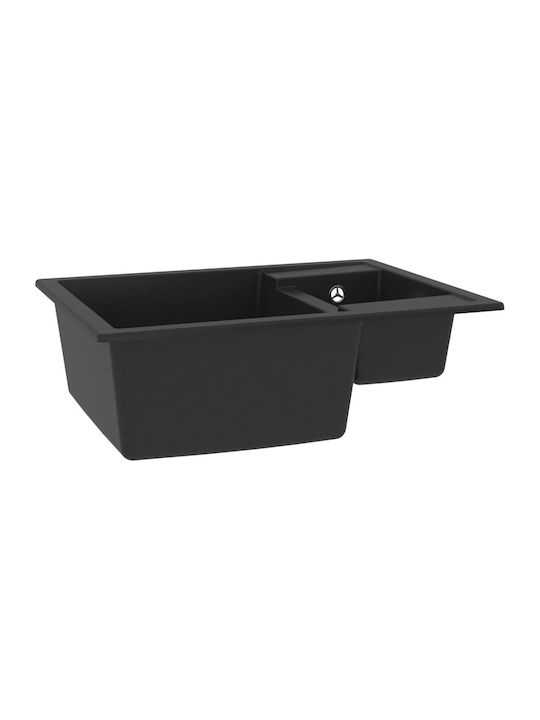 vidaXL Drop-In Chiuvetă Stânga din Granit Sintetic L58xW44cm Negru