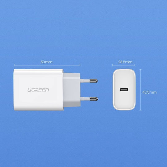 Ugreen Φορτιστής Χωρίς Καλώδιο με Θύρα USB-C 20W Power Delivery Λευκός (CD137)