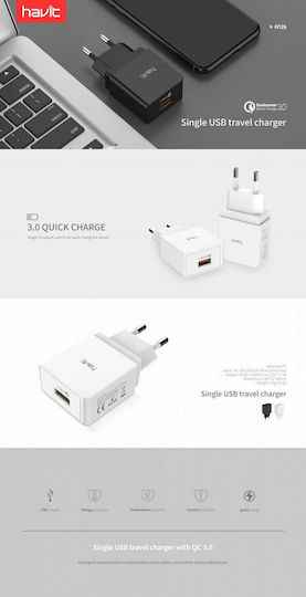 Havit Havit Kabeloser ohne Kabel mit USB-A Ausgangsanschlüssen Quick Charge 3.0 Weiß