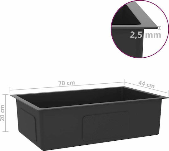 vidaXL Ένθετος Νεροχύτης Inox Σατινέ Μ70xΠ44cm Μαύρος