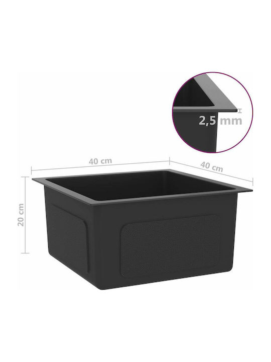 vidaXL Drop-In Sink Inox Satin W40xD40cm Black