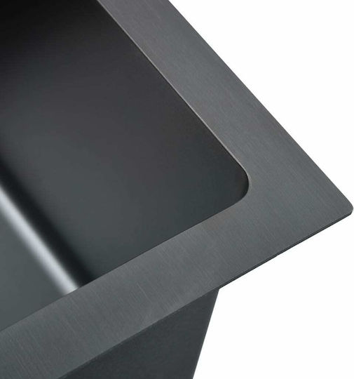 vidaXL Ένθετος Νεροχύτης Inox Σατινέ Μ40xΠ40cm Μαύρος