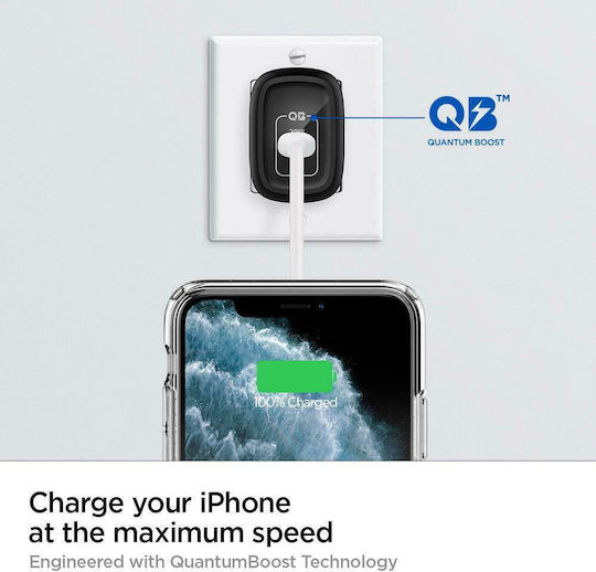 Spigen Charger Without Cable GaN with USB-C Port 20W Power Delivery Blacks (PowerArc ArcStation Pro)