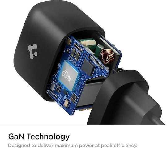 Spigen Charger Without Cable GaN with USB-C Port 20W Power Delivery Blacks (PowerArc ArcStation Pro)