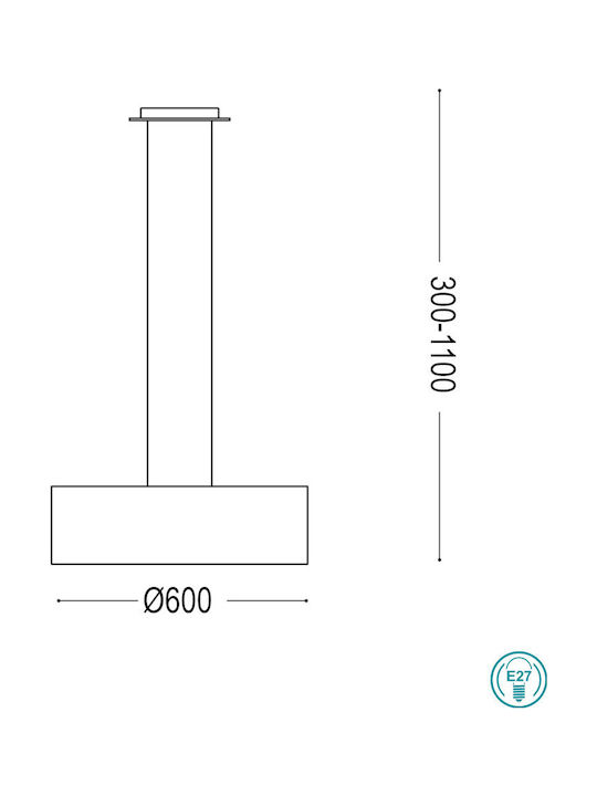 Ideal Lux Woody SP5 Κρεμαστό Φωτιστικό Μπεζ Καμπάνα για 5 Λαμπτήρες E27 60x24εκ.
