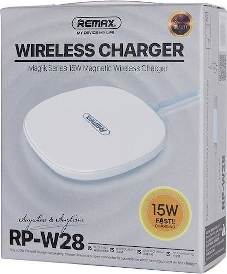 Remax Ασύρματος Φορτιστής (Qi Pad) 15W Λευκός (RP-W28)