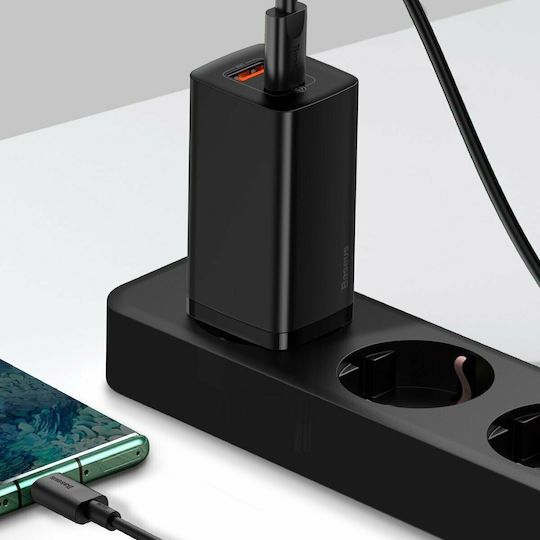 Baseus Ladegerät ohne Kabel GaN mit USB-A Anschluss und USB-C Anschluss 65W Schnellaufladung 3.0 Schwarzs (CCGAN2L-B01)