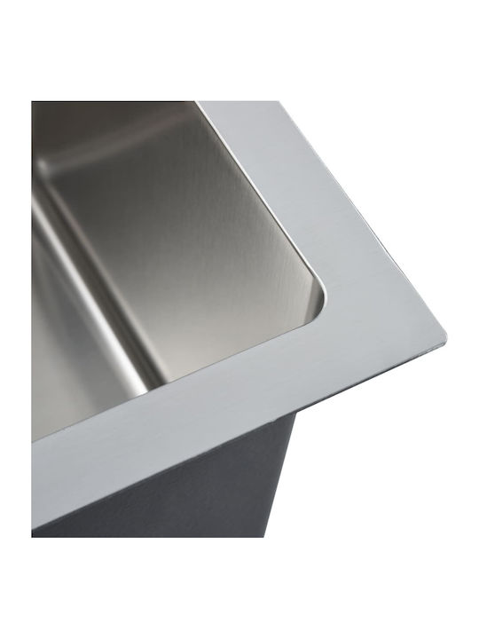 vidaXL Drop-In Sink Left Inox Brushed W87xD44cm Silver