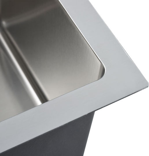 vidaXL Drop-In Sink Left Inox Brushed W87xD44cm Silver