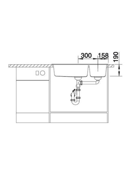 Blanco Metra 9 517364 Drop-In Chiuvetă Stânga din Granit Sintetic L86xW50cm Tartufo