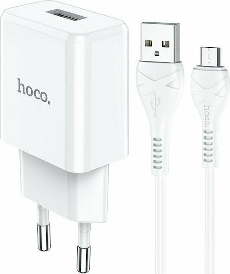 Hoco Φορτιστής με Θύρα USB-A και Καλώδιο micro USB Λευκός (N9 Especial)