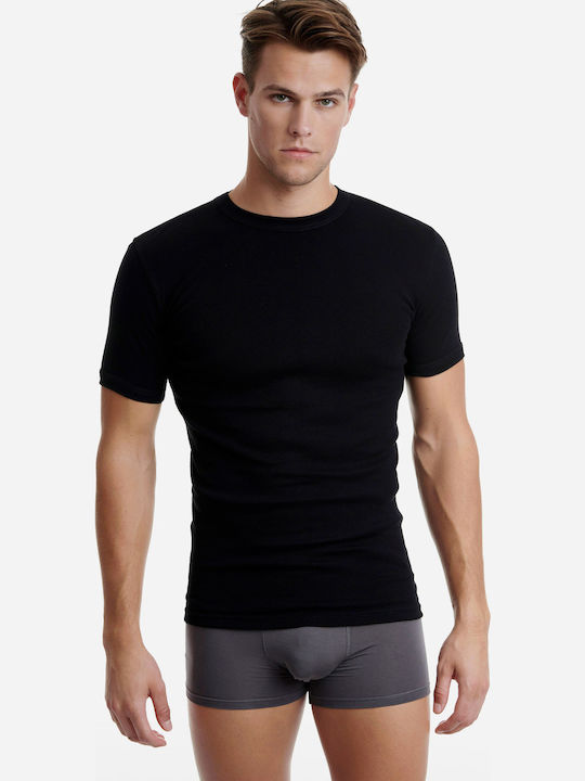 Men's Undershirt Short-sleeved in Black Color
