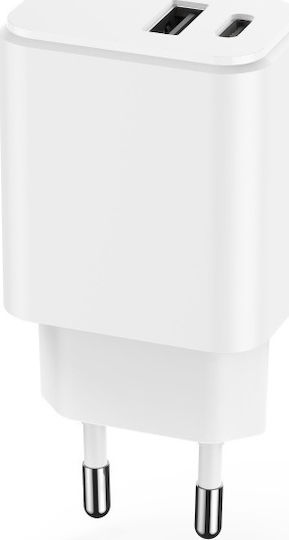 Maxlife Charger Without Cable with USB-A Port and USB-C Port Power Delivery Whites (MXTC-04)