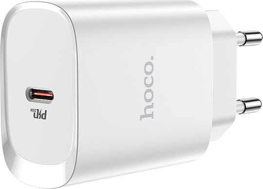 Hoco Φορτιστής Χωρίς Καλώδιο με Θύρα USB-C Power Delivery Λευκός (N14)