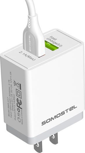 Somostel Charger Without Cable with 2 USB-A Ports Quick Charge 3.0 Whites (SMS-A17)