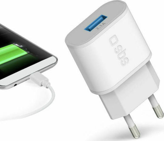 SBS Ladegerät ohne Kabel mit USB-A Anschluss 10W Weißs (TETR1USB2AWFAST)