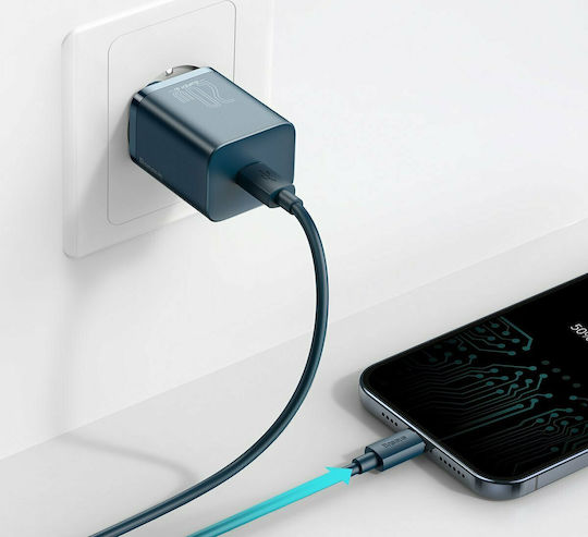 Baseus Charger Without Cable with USB-C Port 20W Power Delivery Blue (Super Si)