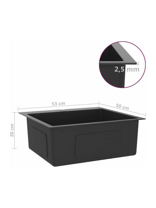 vidaXL Ένθετος Νεροχύτης Inox Σατινέ Μ53xΠ50cm Black