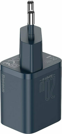 Baseus Charger with USB-C Port and Cable USB-C - Lightning 20W Power Delivery Blue (Super Si)